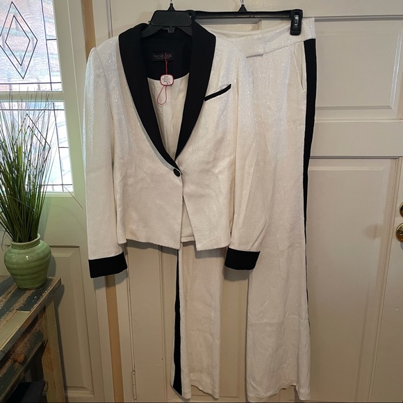 Rachel Zoe White Sequin Blazer and Pant Set - Picture 5 of 16